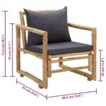 Chaises de jardin avec coussins lot de 2 Bambou – Image 8