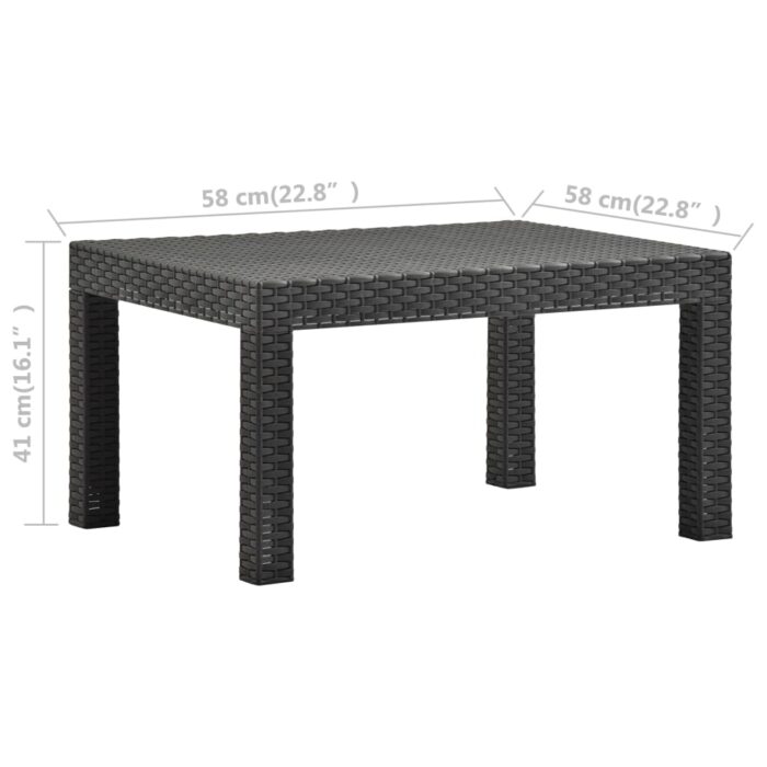 Table de jardin Anthracite 58x58x41 cm PP Rotin – Image 5