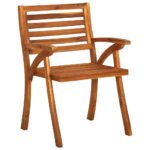 Chaises à manger de jardin avec coussins lot de 3 Acacia massif – Image 2