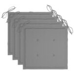 Chaises de jardin et coussins lot de 4 Gris Bois acacia massif – Image 6