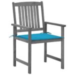 Chaises de jardin et coussins lot de 4 Gris Bois acacia massif – Image 2