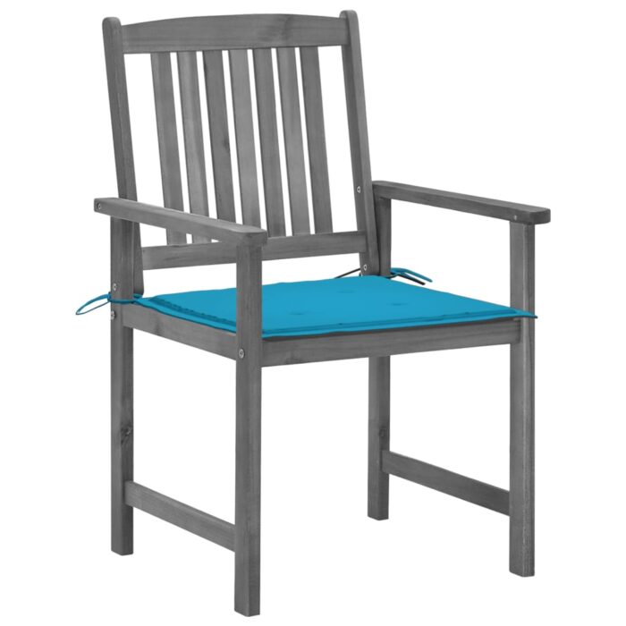 Chaises de jardin et coussins lot de 4 Gris Bois acacia massif – Image 2
