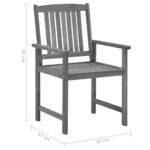 Chaises de jardin et coussins lot de 4 Gris Bois acacia massif – Image 10