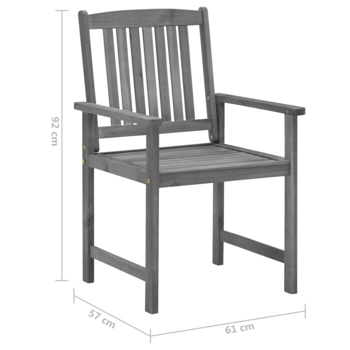 Chaises de jardin et coussins lot de 4 Gris Bois acacia massif – Image 10