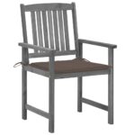 Chaises de jardin et coussins lot de 4 Gris Bois acacia massif – Image 2