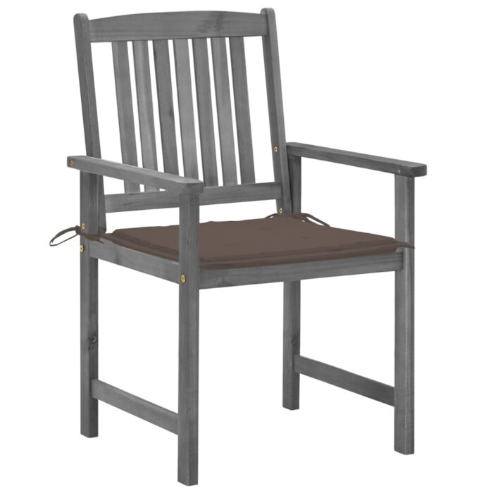 Chaises de jardin et coussins lot de 4 Gris Bois acacia massif – Image 2