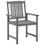 Chaises de jardin et coussins lot de 4 Gris Bois acacia massif – Image 3