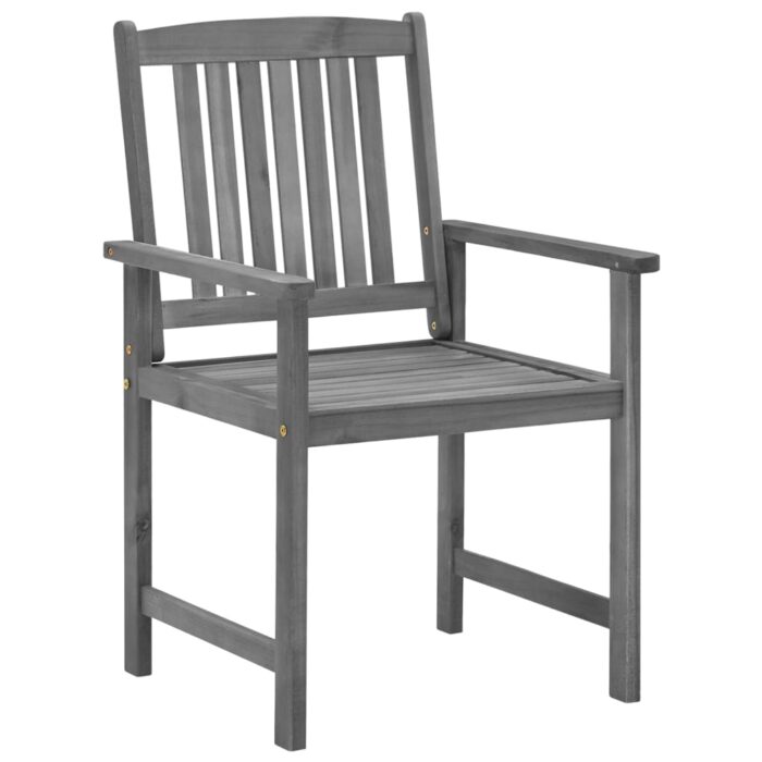 Chaises de jardin et coussins lot de 4 Gris Bois acacia massif – Image 3