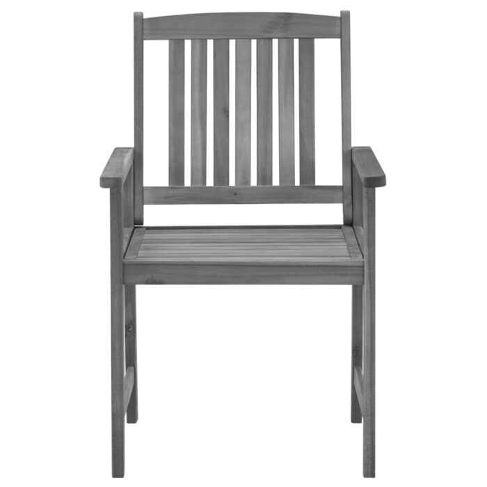 Chaises de jardin et coussins lot de 4 Gris Bois acacia massif – Image 4