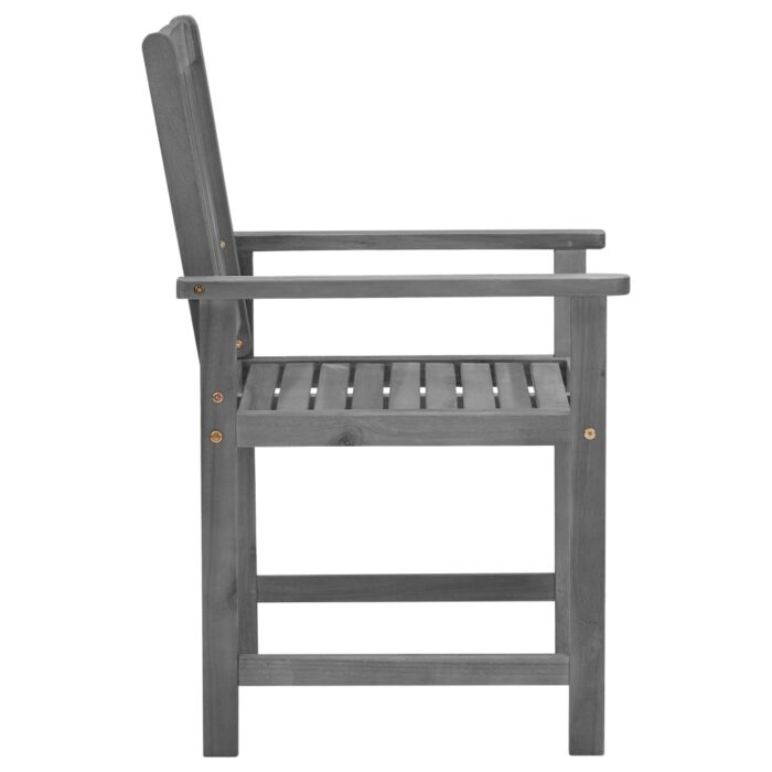 Chaises de jardin et coussins lot de 4 Gris Bois acacia massif – Image 5