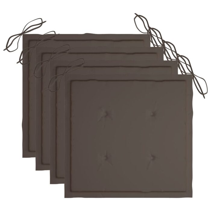 Chaises de jardin et coussins lot de 4 Gris Bois acacia massif – Image 6