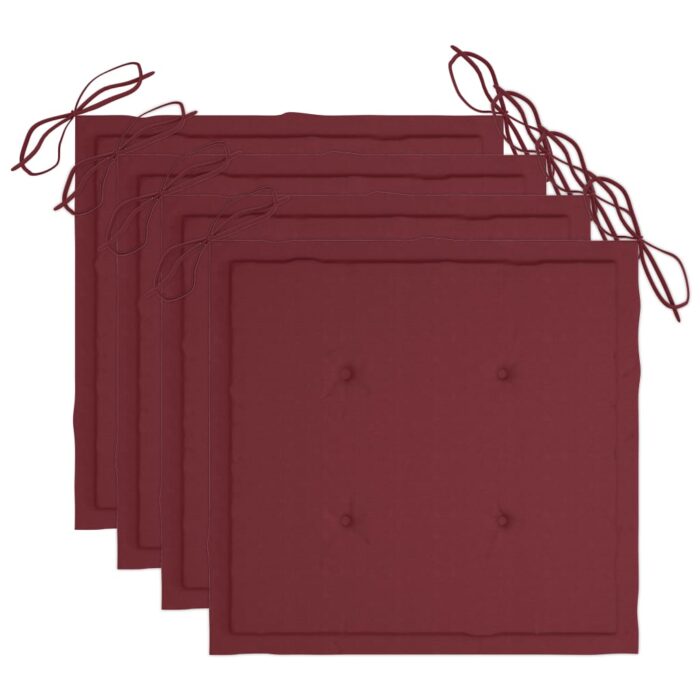 Chaises de jardin et coussins lot de 4 Gris Bois acacia massif – Image 6