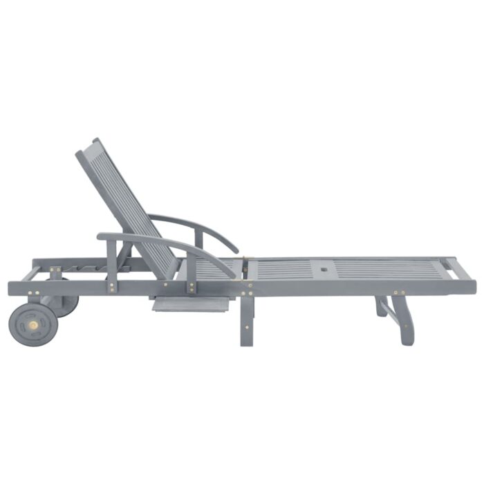 Chaise longue de jardin avec coussin Bois d'acacia solide – Image 12