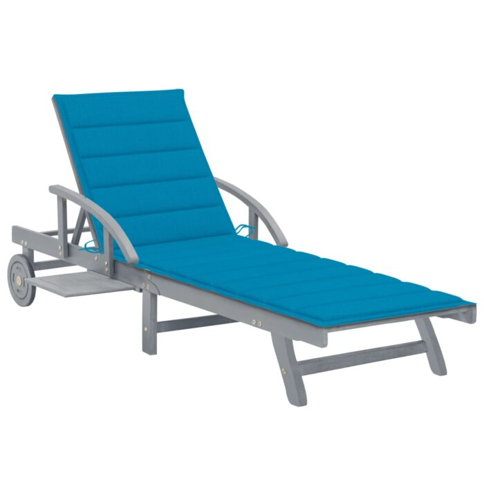 Chaise longue de jardin avec coussin Bois d'acacia solide – Image 1