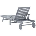 Chaise longue de jardin avec coussin Bois d'acacia solide – Image 7