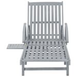 Chaise longue de jardin avec coussin Bois d'acacia solide – Image 8