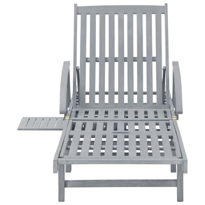 Chaise longue de jardin avec coussin Bois d'acacia solide – Image 8