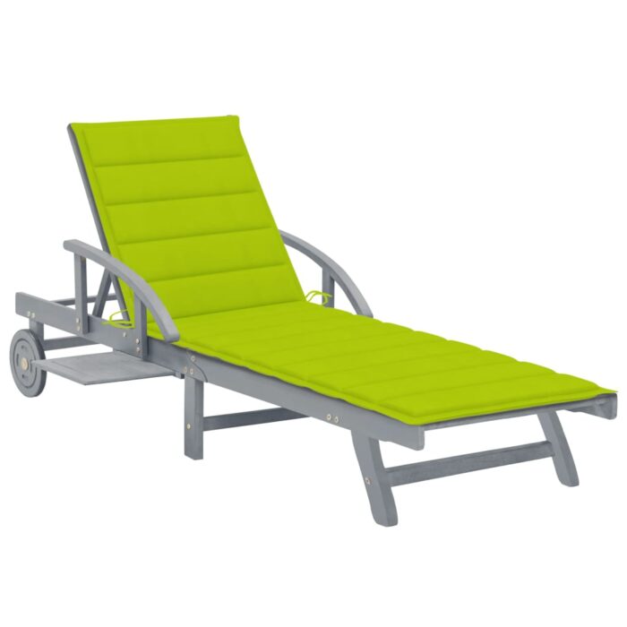 Chaise longue de jardin avec coussin Bois d'acacia solide – Image 1