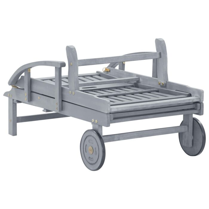 Chaise longue de jardin avec coussin Bois d'acacia solide – Image 11