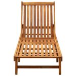 Chaise longue de jardin avec coussin Bois d'acacia solide – Image 2