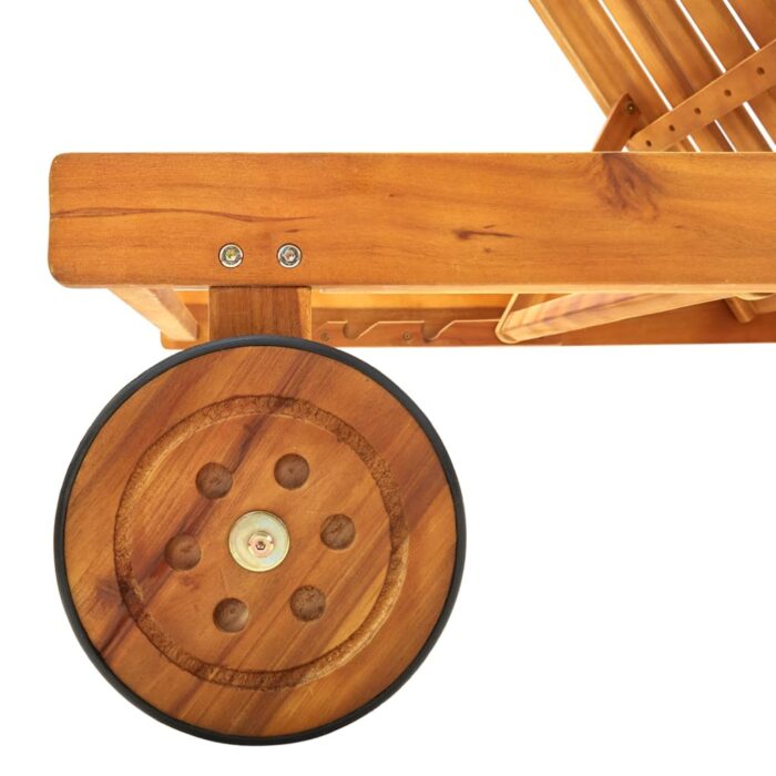 Chaise longue de jardin avec coussin Bois d'acacia solide – Image 6