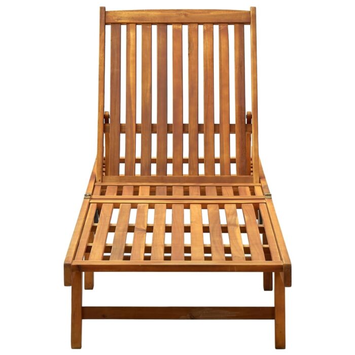 Chaise longue de jardin avec coussin Bois d'acacia solide – Image 2