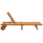 Chaise longue de jardin avec coussin Bois d'acacia solide – Image 4
