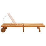 Chaise longue de jardin avec coussin Bois d'acacia solide – Image 5