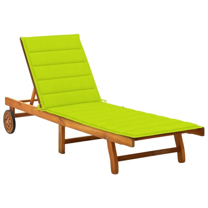 Chaise longue de jardin avec coussin Bois d'acacia solide – Image 1