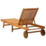 Chaise longue de jardin avec coussin Bois d'acacia solide – Image 3