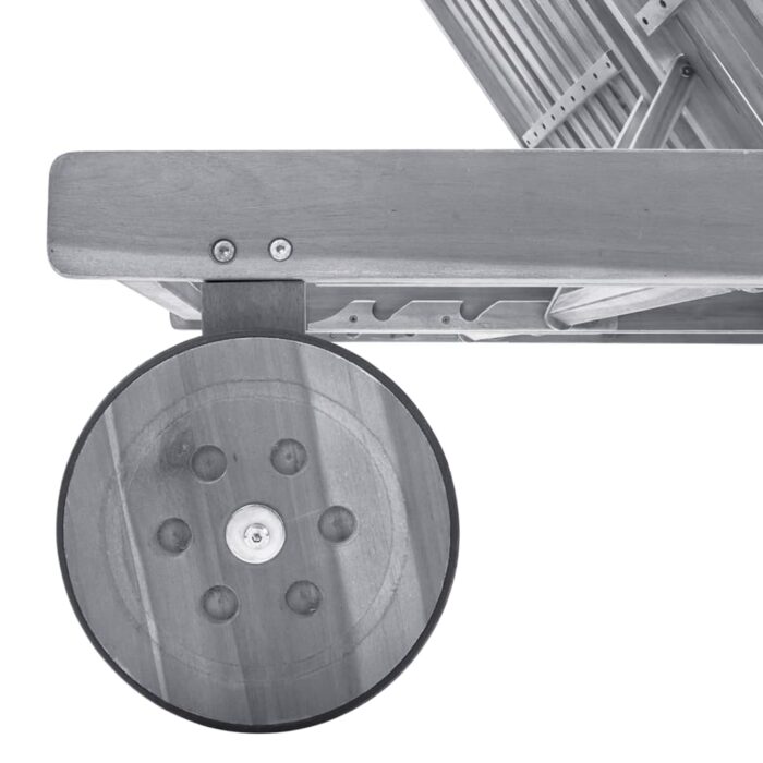 Chaise longue de jardin 2 places avec coussin Gris Acacia – Image 3