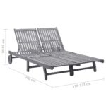 Chaise longue de jardin 2 places avec coussin Gris Acacia – Image 5