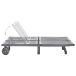 Chaise longue de jardin 2 places avec coussin Gris Acacia – Image 2