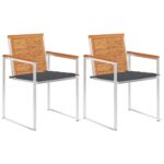 Chaises de jardin avec coussins lot de 2 Acacia solide et acier