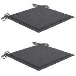 Chaises de jardin avec coussins lot de 2 Acacia solide et acier – Image 6