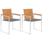 Chaises de jardin avec coussins lot de 2 Acacia solide et acier
