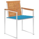 Chaises de jardin avec coussins lot de 2 Acacia solide et acier – Image 2