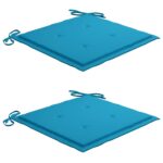 Chaises de jardin avec coussins lot de 2 Acacia solide et acier – Image 6