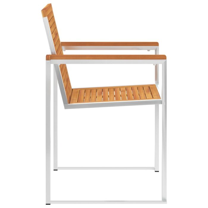 Chaises de jardin avec coussins lot de 2 Acacia solide et acier – Image 5