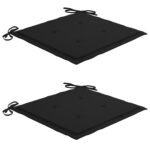 Chaises de jardin avec coussins lot de 2 Acacia solide et acier – Image 6