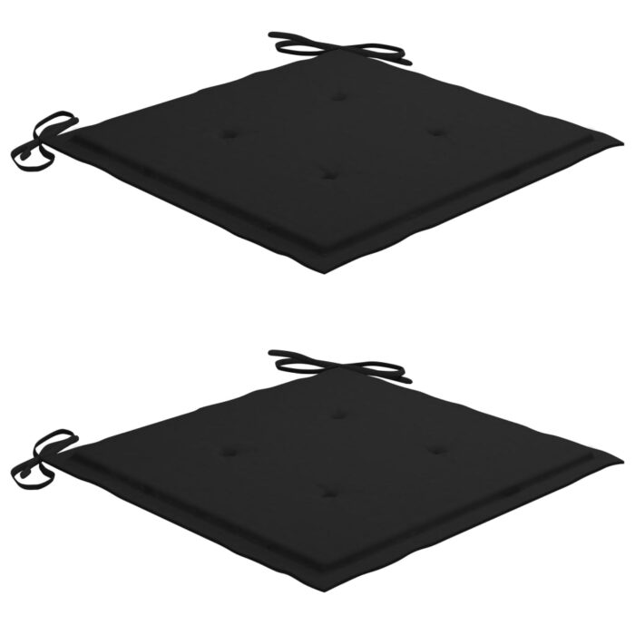 Chaises de jardin avec coussins lot de 2 Acacia solide et acier – Image 6