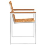 Chaises de jardin avec coussins lot de 2 Acacia solide et acier – Image 5