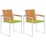 Chaises de jardin avec coussins lot de 2 Acacia solide et acier