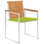 Chaises de jardin avec coussins lot de 2 Acacia solide et acier – Image 2