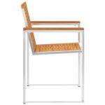 Chaises de jardin avec coussins lot de 2 Acacia solide et acier – Image 5