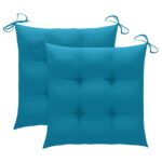 Chaises de jardin avec coussins lot de 2 Acacia solide et acier – Image 9