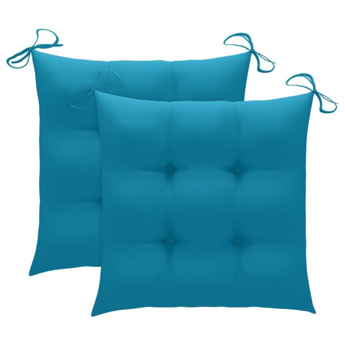 Chaises de jardin avec coussins lot de 2 Acacia solide et acier – Image 9