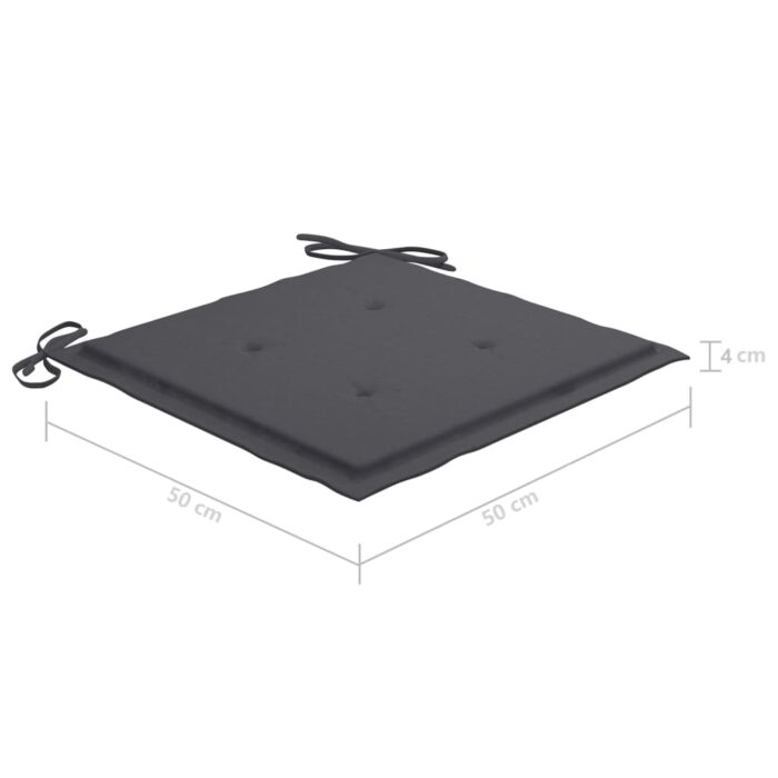 Chaises de jardin avec coussins lot de 2 Teck solide et acier – Image 11