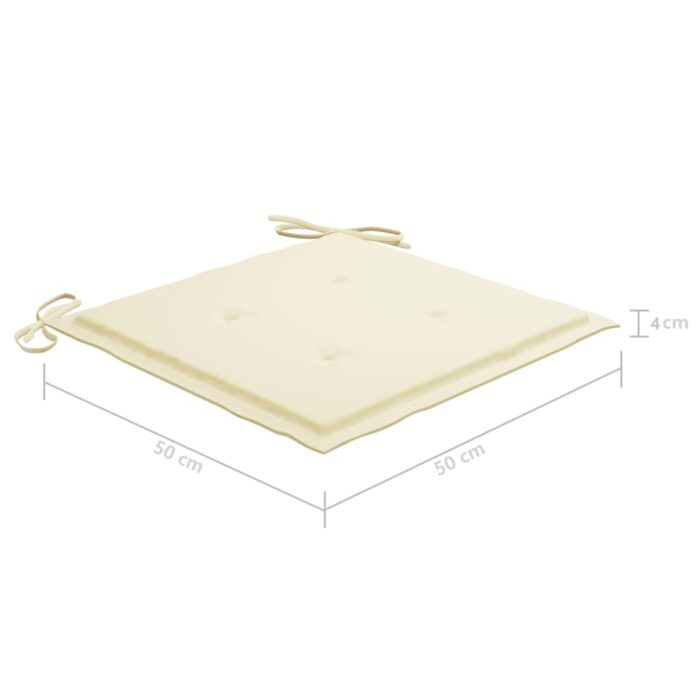 Chaises de jardin avec coussins lot de 2 Teck solide et acier – Image 11