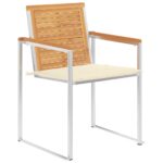 Chaises de jardin avec coussins lot de 2 Teck solide et acier – Image 2